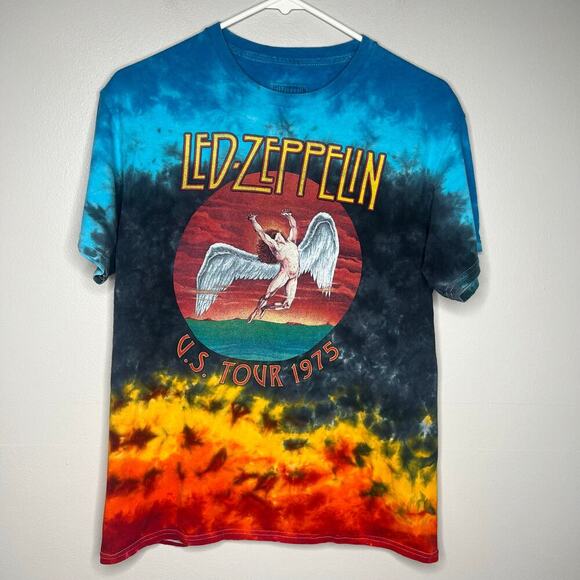 Unknown Other - Led Zeppelin Tie Dye T-Shirt US Tour 1975 Graphic Tee Size M Boho Hippie *Flaw